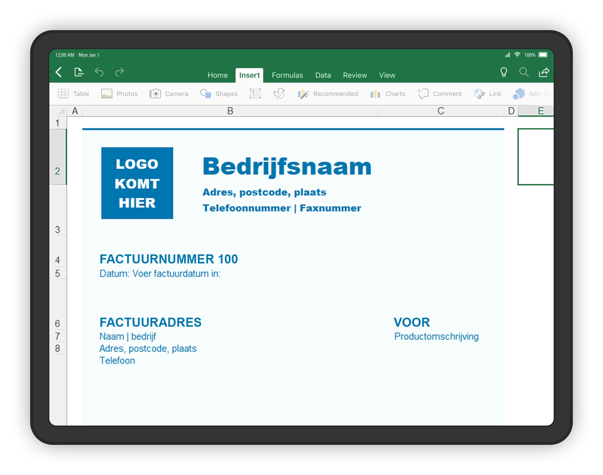 Factureren in Excel