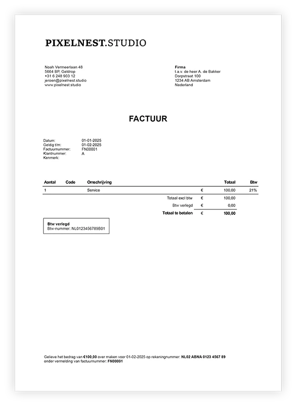 Product of dienst toevoegen aan een factuur in e‑Boekhouden.nl