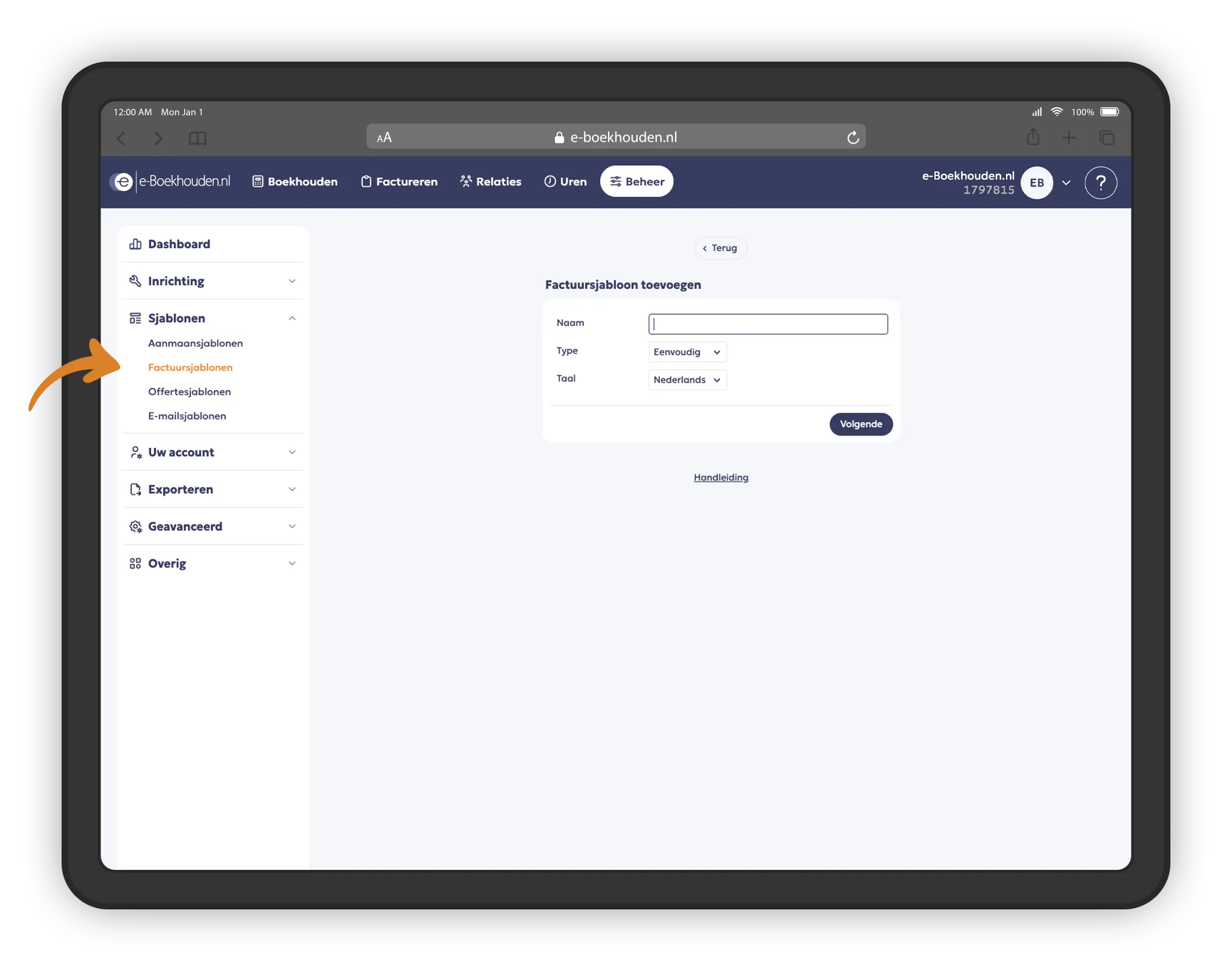 Factuursjablonen toevoegen in e-Boekhouden.nl