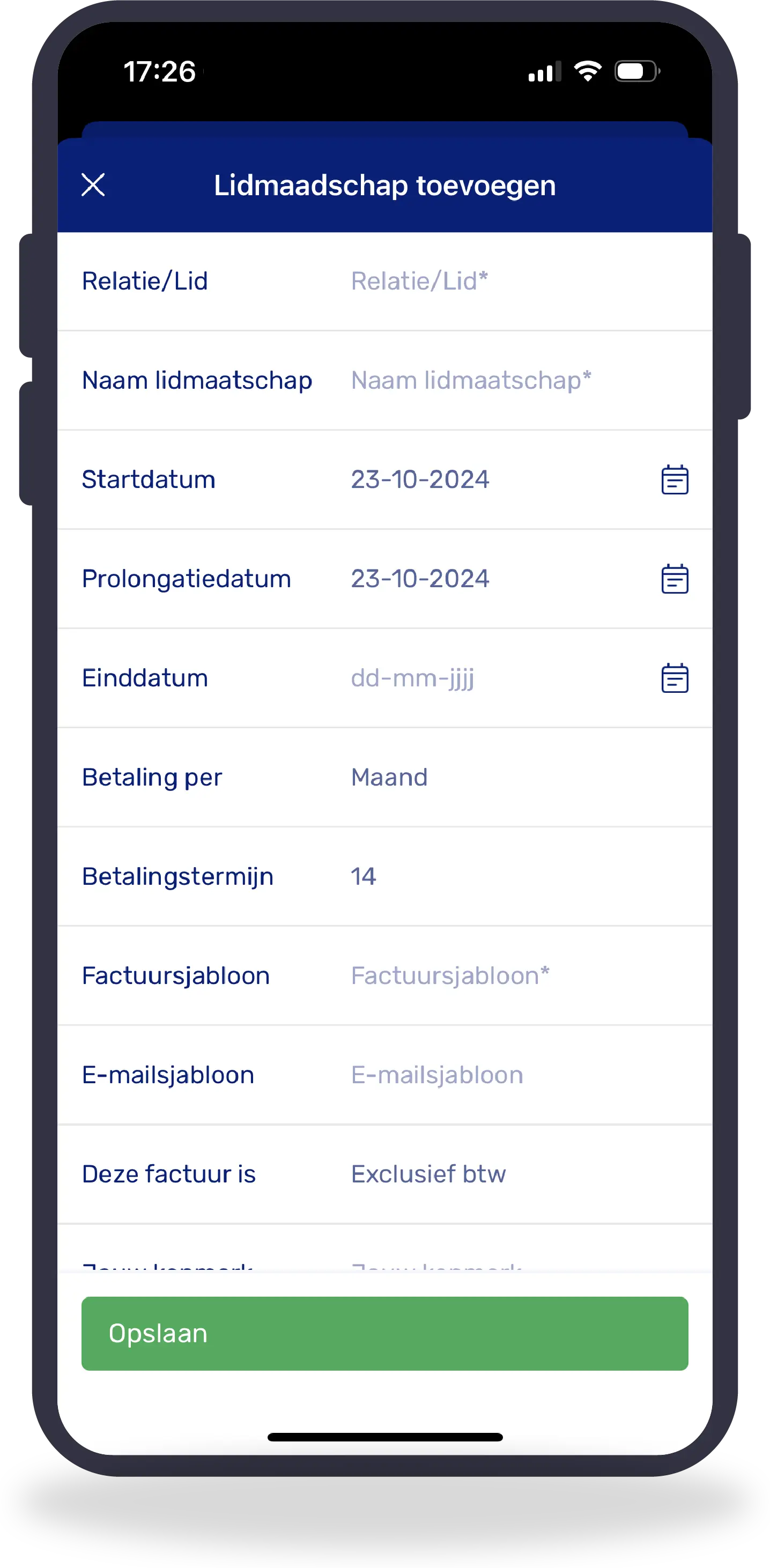 Mobiele applicatie lidmaatschap toevoegen in e-Boekhouden.nl